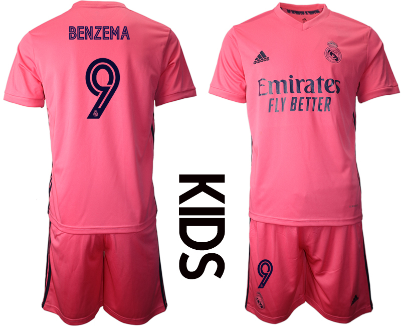 Youth 2020-2021 club Real Madrid away #9 pink Soccer Jerseys->real madrid jersey->Soccer Club Jersey